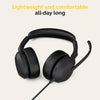 Jabra Evolve2 50 Wired Stereo Headset - with AirComfort Technology, Noise-Cancelling Mics & Active Noise Cancellation - Works with All Leading UC Platforms Such as Zoom & Google Meet - Black