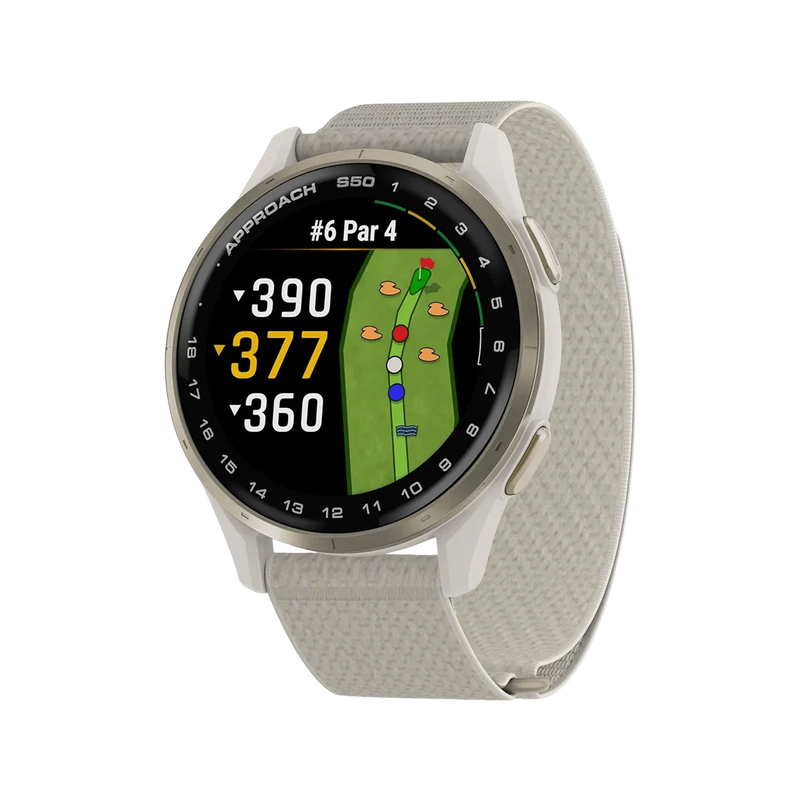 Garmin Approach S50 Golf Smartwatch Ivory Nylon Band
