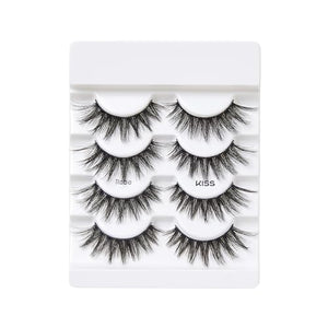 KISS Lash Couture Triple Push-Up False Eyelashes, 'Robe', 12 mm, Includes 4 Pairs Of Lashes, Contact Lens Friendly, Easy to Apply, Reusable Strip Lashes