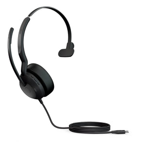 Jabra Evolve2 50 Wired Mono Headset - with AirComfort Technology, Noise-Cancelling Mics & Active Noise Cancellation - Works with All Leading UC Platforms Such as Zoom & Google Meet - Black