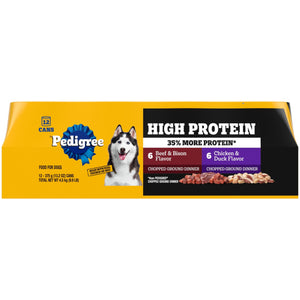 Pedigree High Protein Wet Dog Food, Chicken Duck & Beef Bison Flavor Multipack 13.2 oz. Cans (12 Count, Pack of 1)