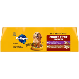 Pedigree Choice Cuts in Gravy Adult Canned Soft Wet Dog Food, Prime Rib & Chicken, 13.2 oz. Cans (12 Count, Pack of 1)