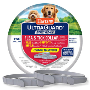 Hartz UltraGuard ProMax Flea & Tick Collar for Dogs I 12 Months Protection I Soft & Comfortable Flea & Tick Prevention I 2 Pack,Gray
